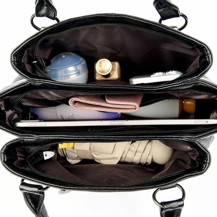 Casual Tote Shoulder & Crossbody Bag – Versatile, Soft PU Leather with Sequined Design - Samanta Factory
