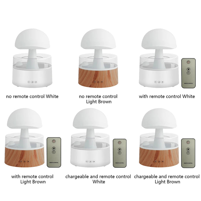 Mushroom Rain Cloud Humidifier – 7-Color LED & Aromatherapy Diffuser for Relaxation & Skin Hydration - Samanta Factory