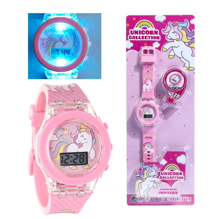 Cartoon Digital Kids Watch – Waterproof Flashing LED Light Watch for Girls & Boys