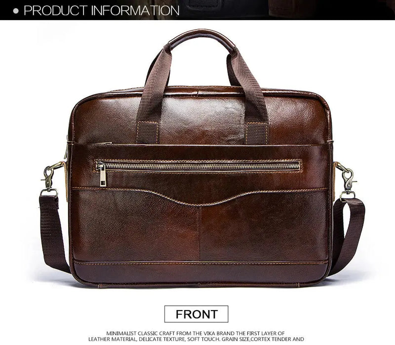 Leather Business Briefcase – Lightweight Men’s Work Tote Bag SF