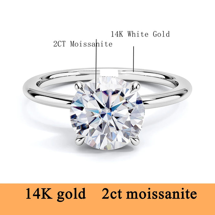 14K Gold Moissanite Ring – Certified Round-Cut Brilliance SF