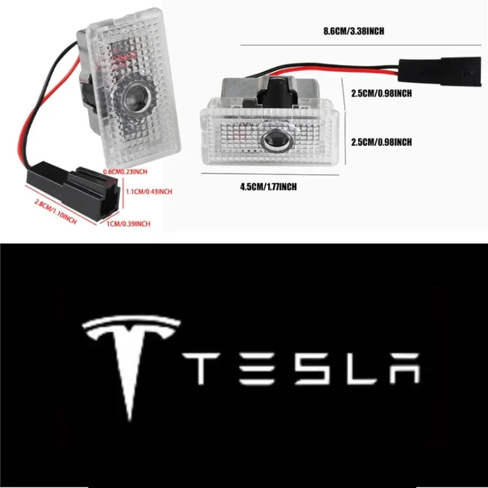 Tesla 2Pcs Car Door Projector Welcome Lights Accessories For Tesla Model 3 S X Y Cybertruck Roadster SpaceX Car Accessories - Samanta Factory