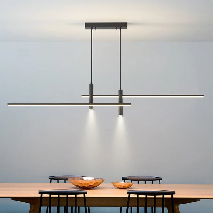Modern black aluminum dimmable LED pendant light with multiple color options
