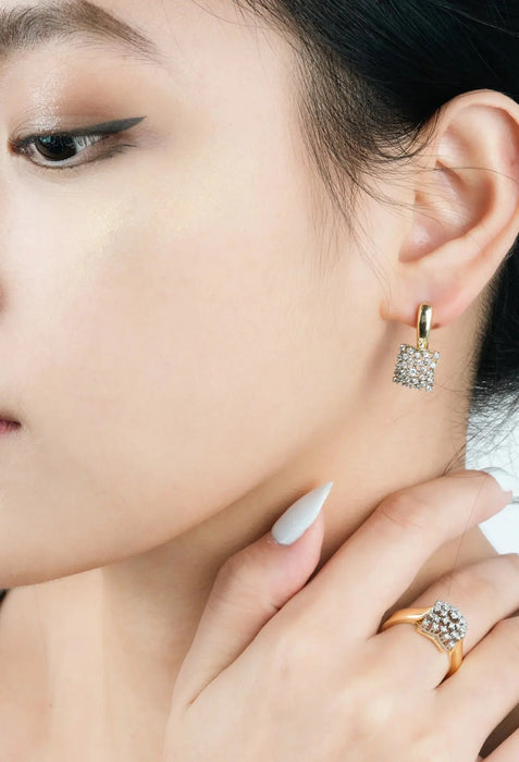 Square CZ Jewelry Set – 14K Gold Plated Copper SF