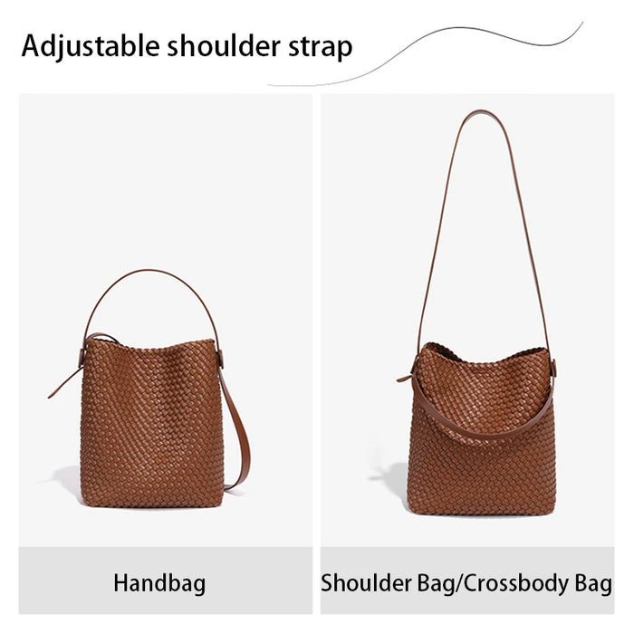 Woven Bucket Tote Bag for Women – Large Crossbody Hobo Shoulder Bag for Summer - Samanta Factory