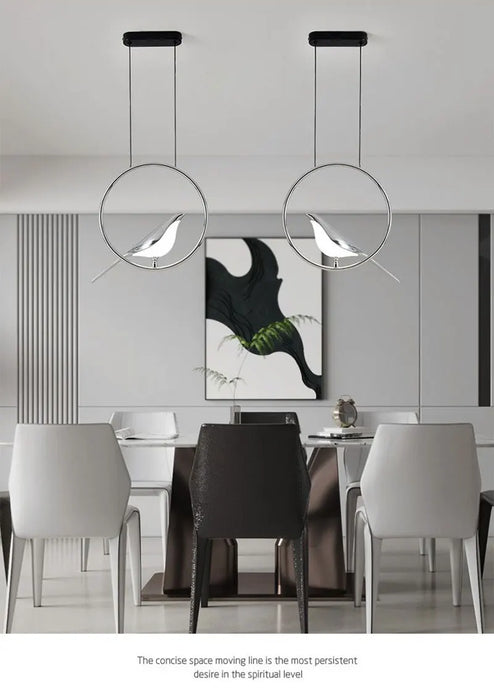 Bird Pendant Light – Modern Gold & Silver Hanging Lamp with Rotatable Magpie Design