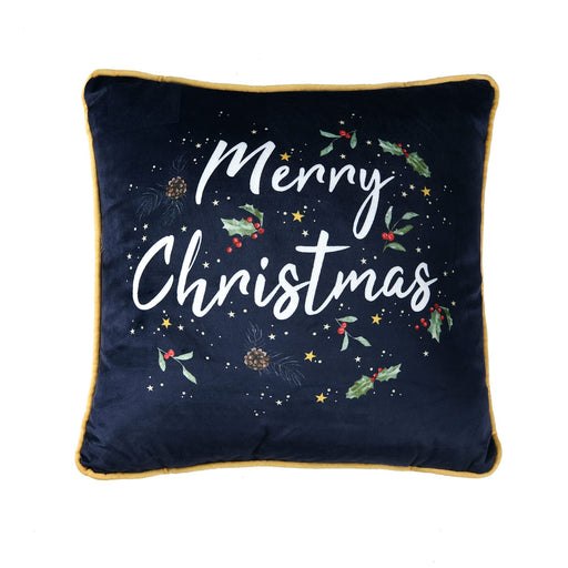 Printed Merry Christmas filled cushion in soft polyester fabric