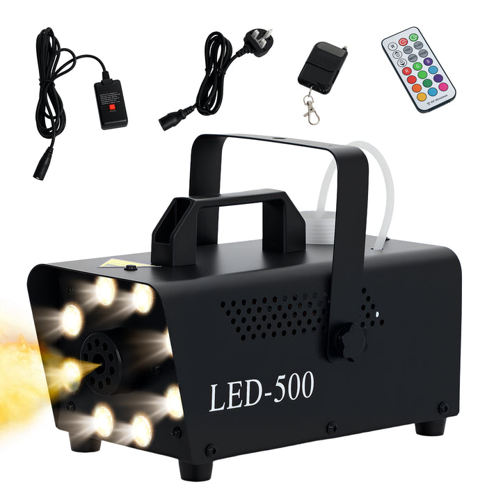 450W compact fog machine with wired and wireless remotes for Halloween, parties, and stage effects