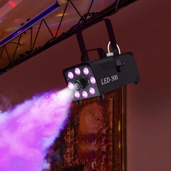 450W compact fog machine with wired and wireless remotes for Halloween, parties, and stage effects