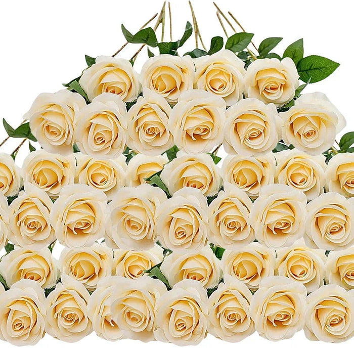 Artificial Velvet Roses – 50PCS Long-Stem Flower Bouquet SF