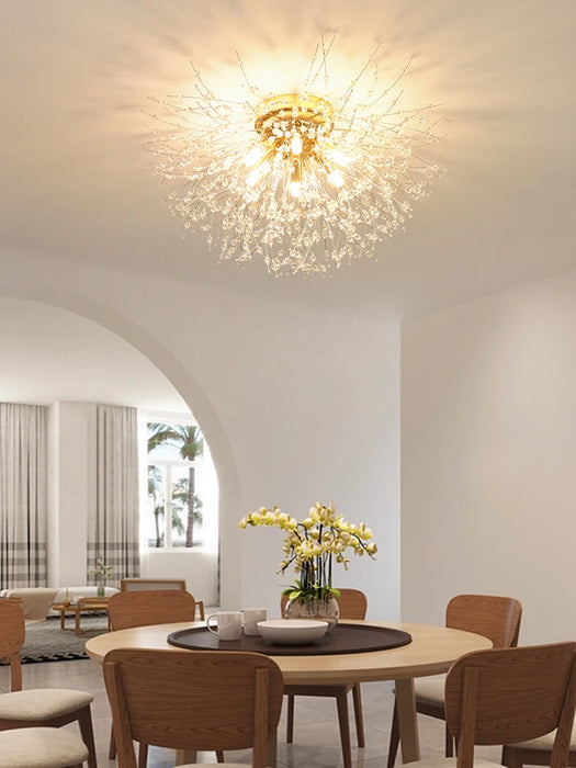 Crystal Dandelion Ceiling Light – 4-Light Nordic Chandelier for Living Room & Dining Room