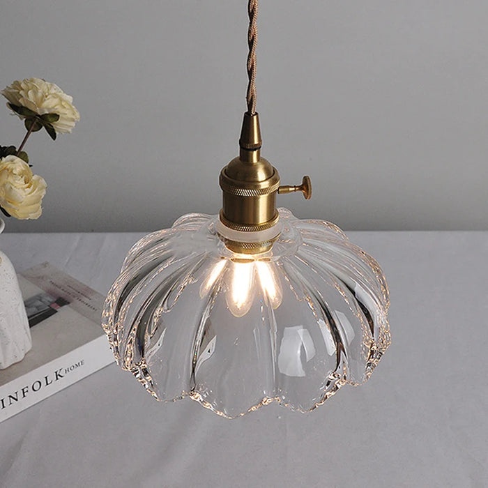 Japanese Glass Pendant Light – Polished Copper Ceiling Lamp for Modern Homes - Samanta Factory