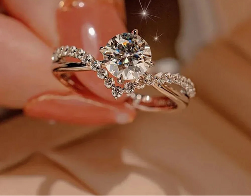 1 carat D color VVS1 moissanite engagement ring in prong setting