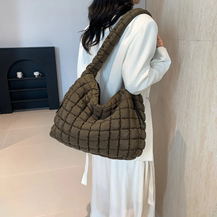 Women’s Puffer Shoulder Bag – Fashion Bubble Tote with Large Capacity