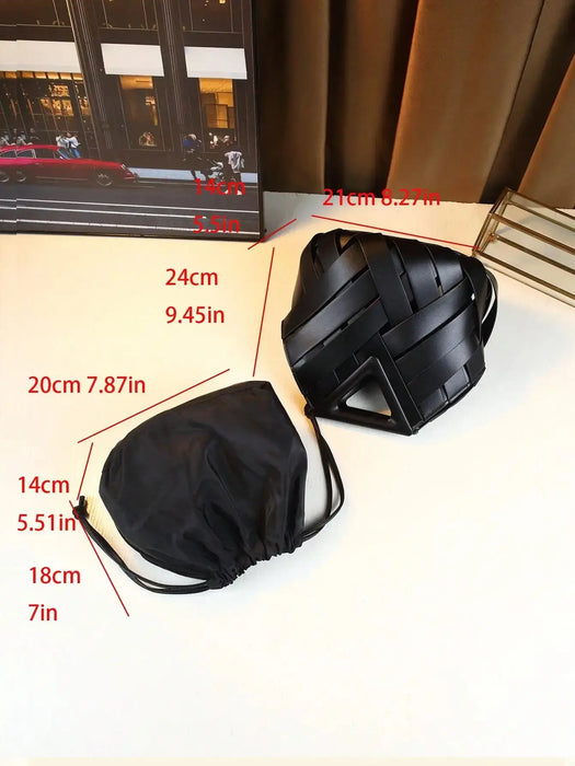 Woven Design Women Handbag, Tote Basket Bag, High-End Niche Inverted Triangle Shaped Fashion Commuter Bag, Casual Style SF