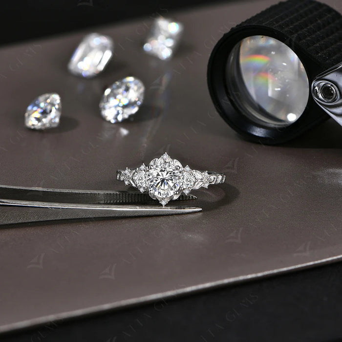 Moissanite Diamond Ring – 1CT D VVS1 Round Cut SF