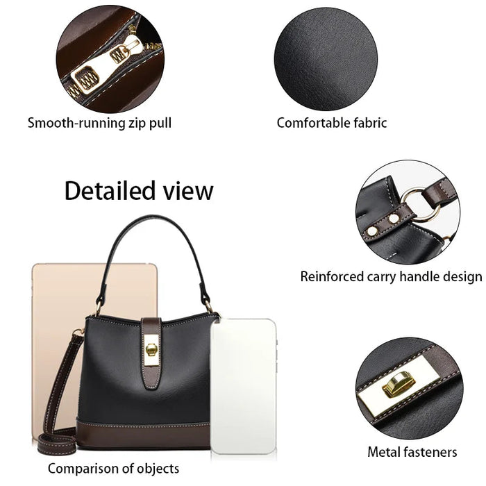 Women’s Two-Tone Bucket Bag – Large Capacity Faux Leather Crossbody & Shoulder Handbag SF