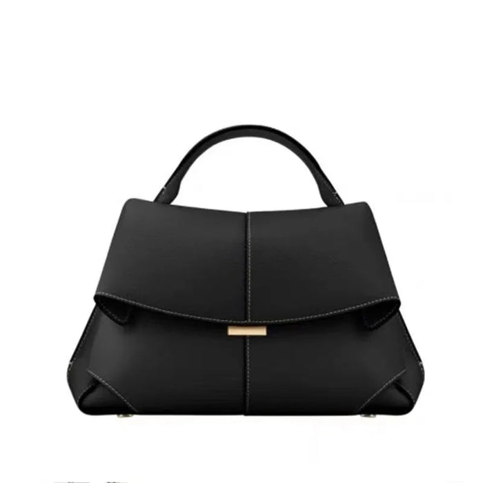 European Style Shoulder Handbag-Pleated Cowhide Leather Designer Crossbody Bag for Women