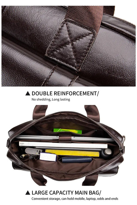 Leather Business Briefcase – 15-Inch Professional Work Bag for Men SF