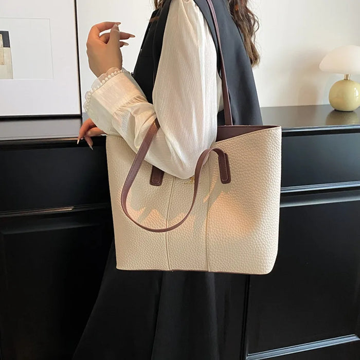 Luxurious Women’s Leather Shoulder Bag – Stylish Microfiber Synthetic Leather Casual Tote - Samanta Factory