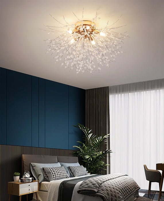 Crystal Dandelion Ceiling Light – 4-Light Nordic Chandelier for Living Room & Dining Room