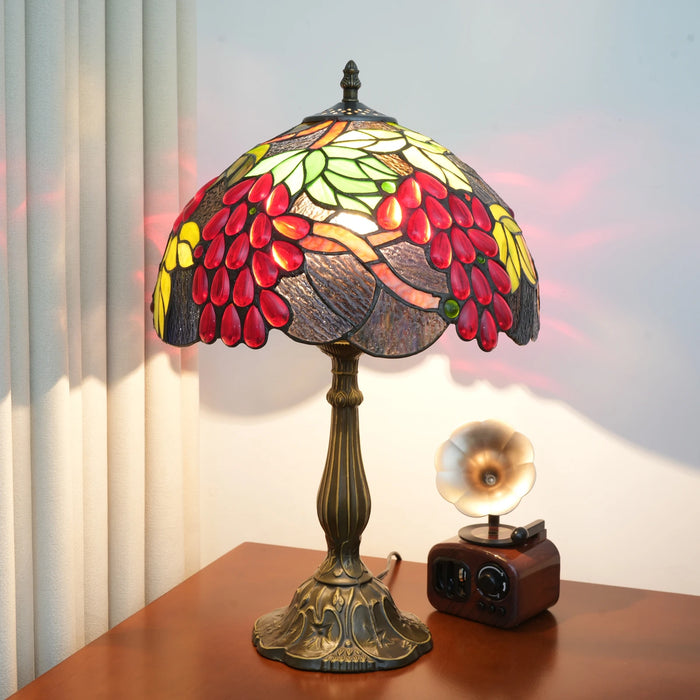 Tiffany Style Table Lamp – Handcrafted Stained Glass with Vintage Metal Base - Samanta Factory