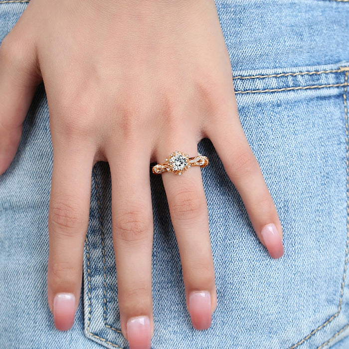 925 Sterling Silver Moissanite Ring – 1ct Skeleton Design with Zircon Accents