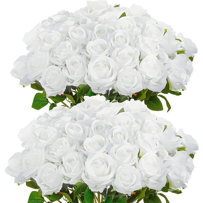 Velvet Artificial Roses – Real Touch 50PCS Bouquet for DIY & Decor Samanta Factory