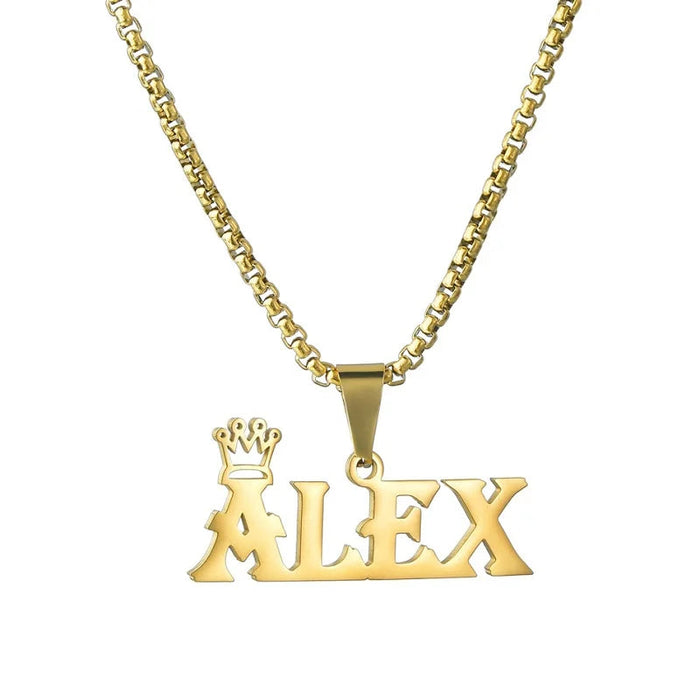 Custom Name Crown Necklace- Trendy Crown Name Necklace in Gold, Silver & Rose Gold SF