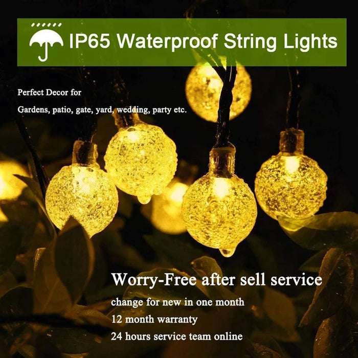 Solar Crystal Globe String Lights – 60 LED Waterproof Fairy Lights with 8 Lighting Modes - Samanta Factory