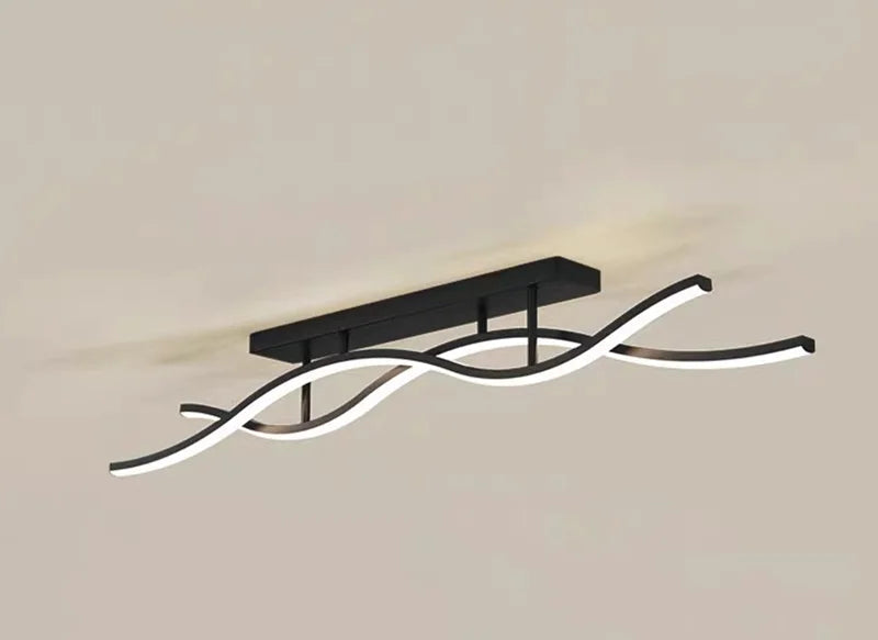 Modern LED ceiling light with aluminum and iron design, suitable for kitchen, bedroom, or dining room.