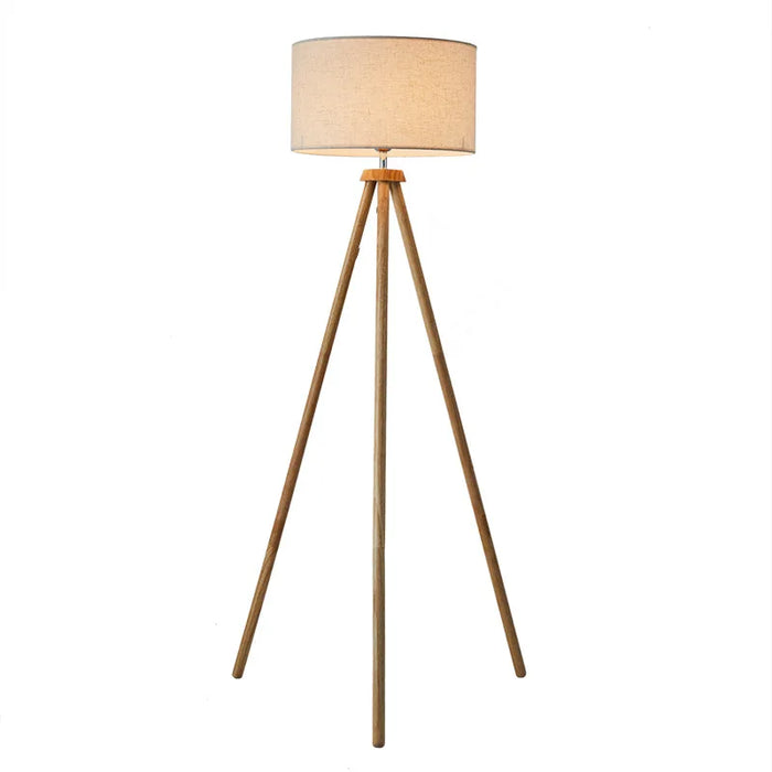 Wooden Tripod Floor Lamp – Mid-Century Modern Design with Foot Switch Control