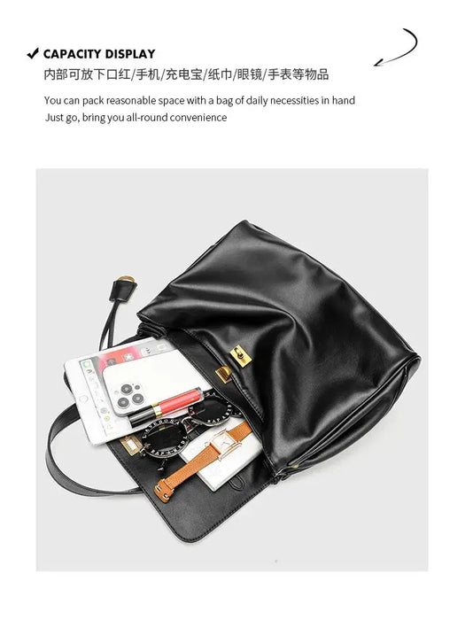 Microfiber Leather Shoulder Bag – Large Square with Lock SF