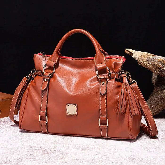 PU Leather Bucket Bag – Soft Casual Design with Zipper Closure SF