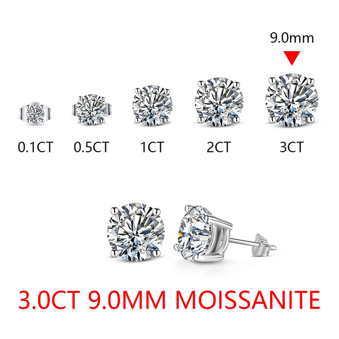 Moissanite Stud Earrings – 2ct D-Color Round Cut