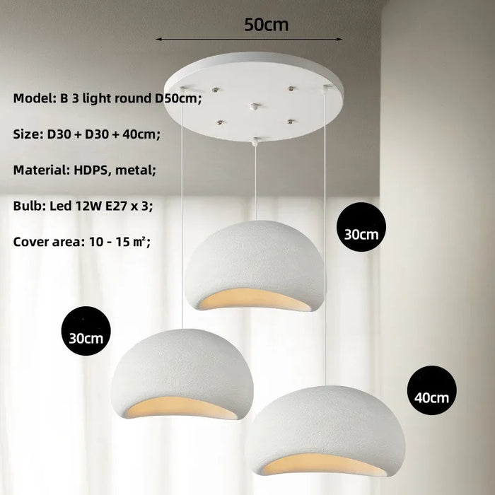 Nordic Wabi-Sabi 3-Lights Pendant Lamp – Minimalist E27 Hanging Ceiling Light for Dining & Living Rooms - Samanta Factory