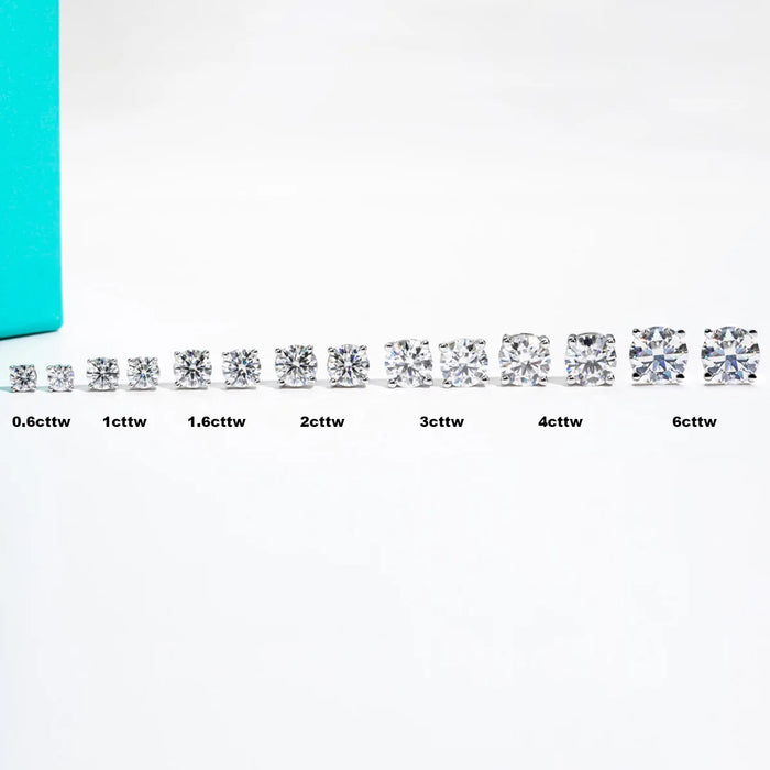 10K Gold Post Moissanite Stud Earrings with GRA Certificate