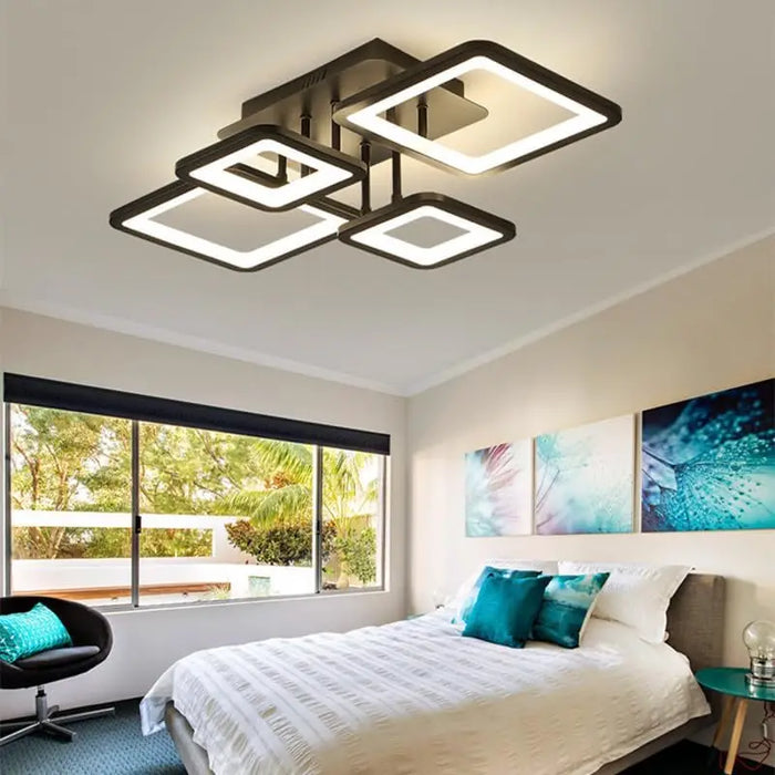 Modern LED Ceiling Light – 54W Dimmable Fixture with Remote for Dining Room & Foyer