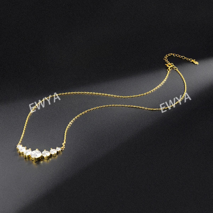 Moissanite Pendant Necklace – 7-Stone 925 Sterling Silver D-Color VVS1