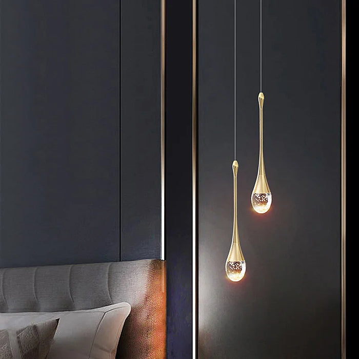 Modern Black & Gold LED Pendant Light – Crystal Rod Design for Ambient Lighting - Samanta Factory