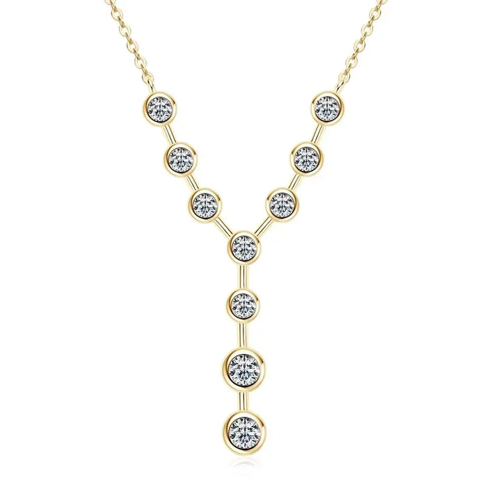 925 Sterling Silver Moissanite Y-Shaped Pendant Necklace