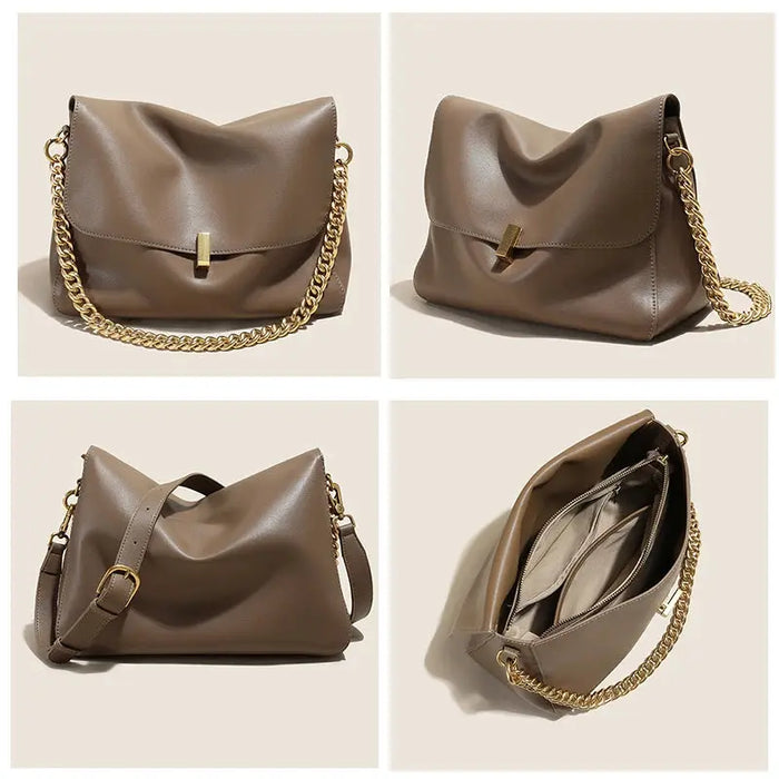 Leather Shoulder Bag - Soft Cowhide Crossbody Style SF