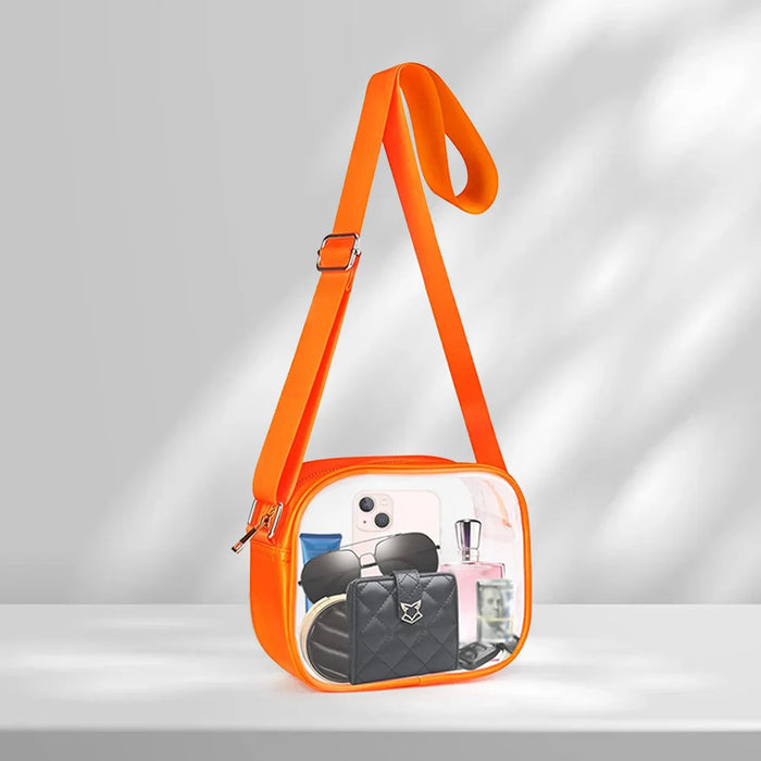 Clear PVC Crossbody Bag for Women – Transparent Square Shoulder Bag for Concerts & Travel
