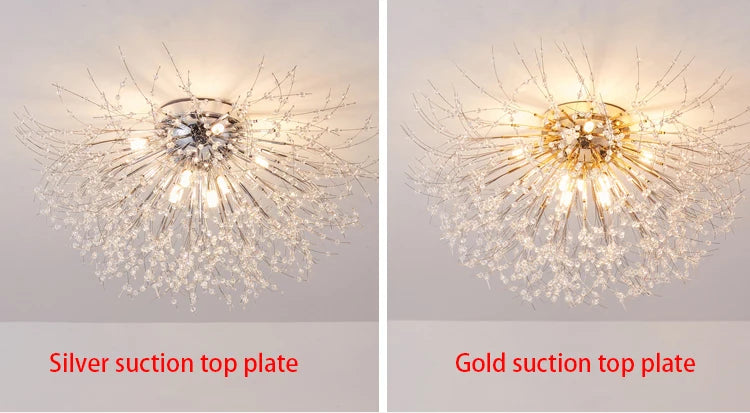 Crystal Dandelion Ceiling Light – 4-Light Nordic Chandelier for Living Room & Dining Room