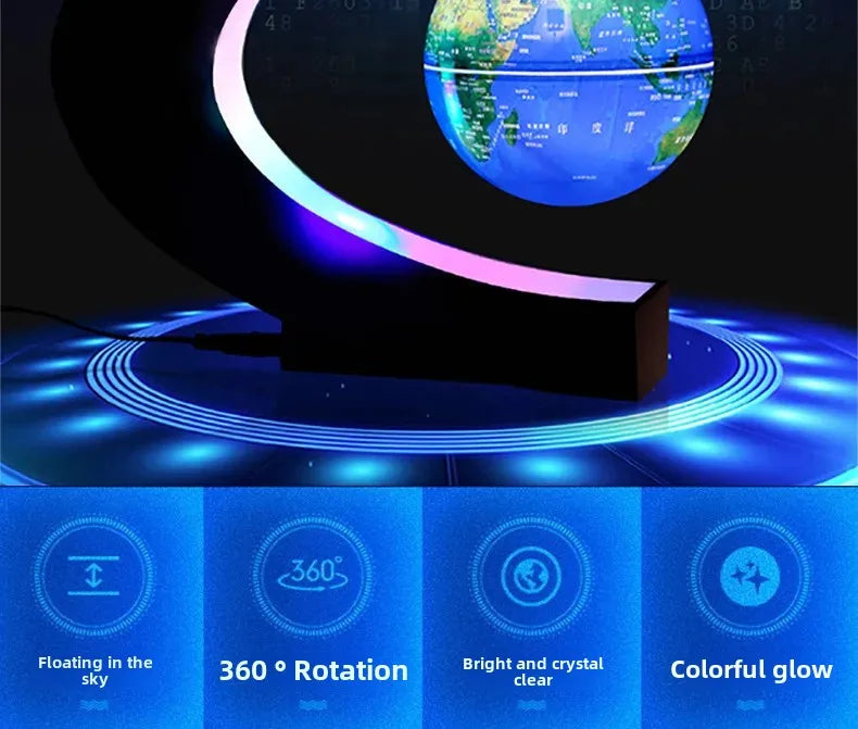 Magnetic Levitating Globe – 4-Inch Floating Earth with LED Light for Home & Office Decor