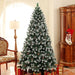7ft artificial Christmas tree with snowy pine tips and pinecones for indoor holiday décor