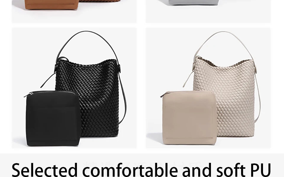 Woven Bucket Tote Bag for Women – Large Crossbody Hobo Shoulder Bag for Summer - Samanta Factory