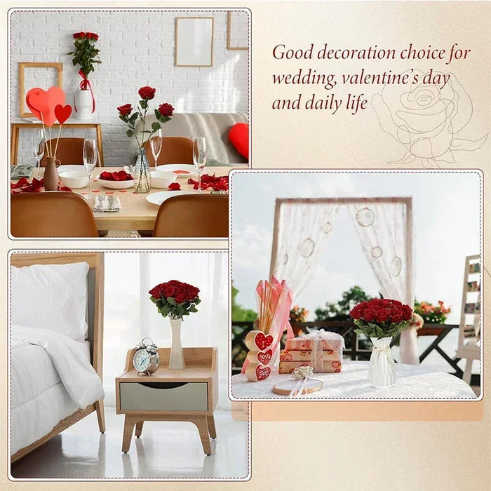 Velvet Artificial Roses – Real Touch 50PCS Bouquet for DIY & Decor Samanta Factory