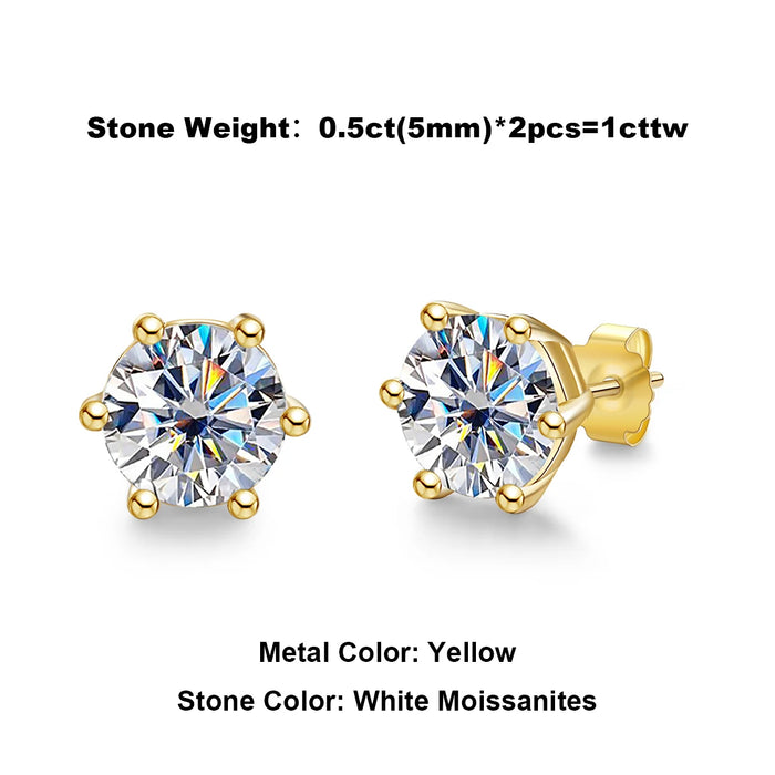 Moissanite Stud Earrings – 2ct Round Brilliant 925 Sterling Silver