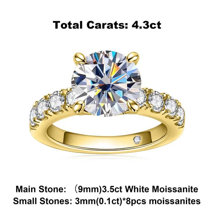 4.3CTTW Moissanite Engagement Ring – D Color Lab-Certified 925 Sterling Silver